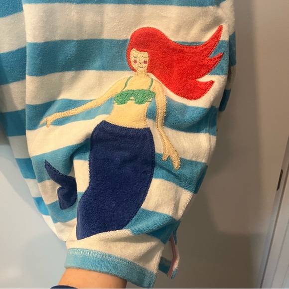 Girls 6-7 Blue and White Striped Mermaid Pajamas - Picture 3 of 5
